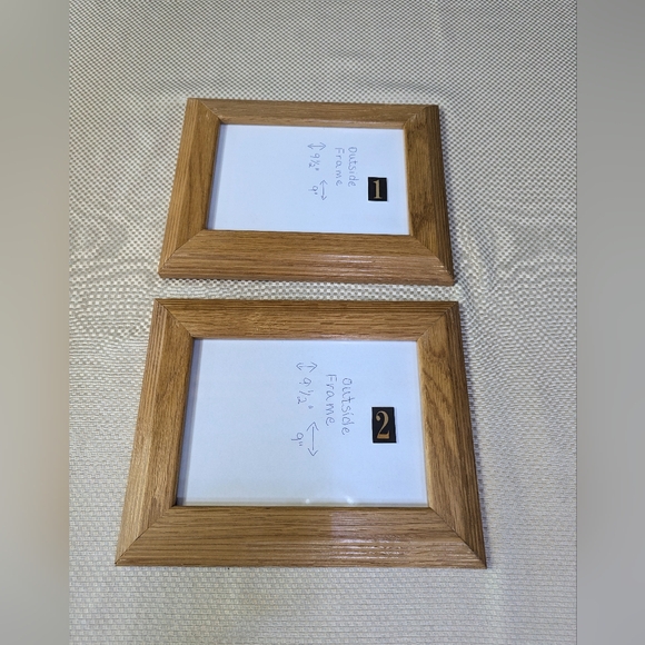 2 ea Wood Picture Frame Solid Oak glass rectangle stand or hang on wall Vtg. - Picture 5 of 7